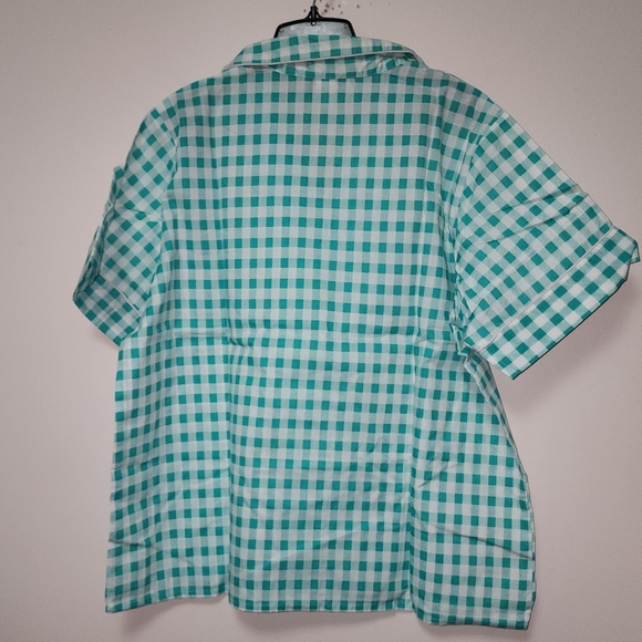 Anthony Richards Green and White Check Pattern ShortSet Pajamas 1X New - Picture 5 of 11